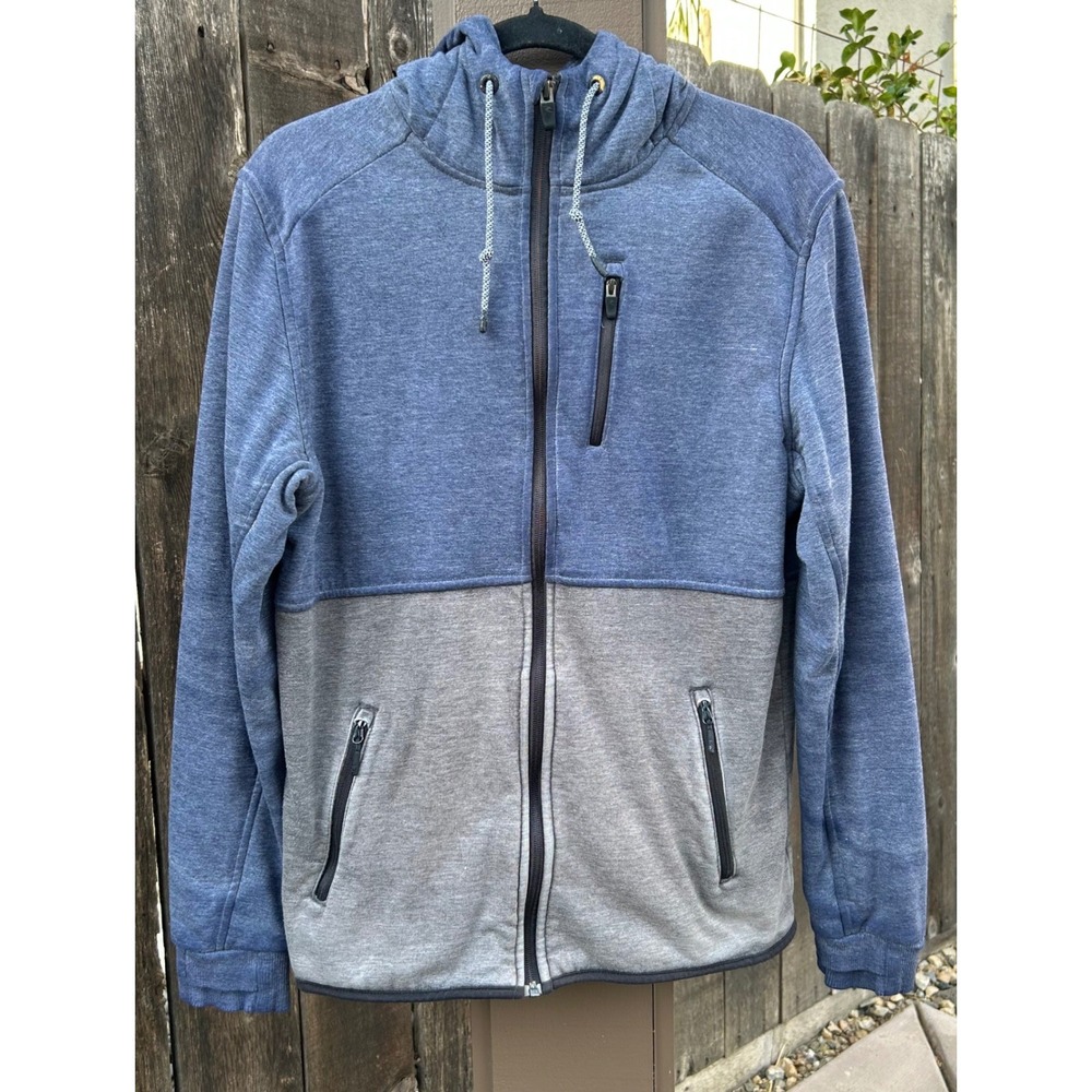 Rip Curl Anti Series Men's M Blue Gray Fleece Lined Full Zip Hoodie Jacket
